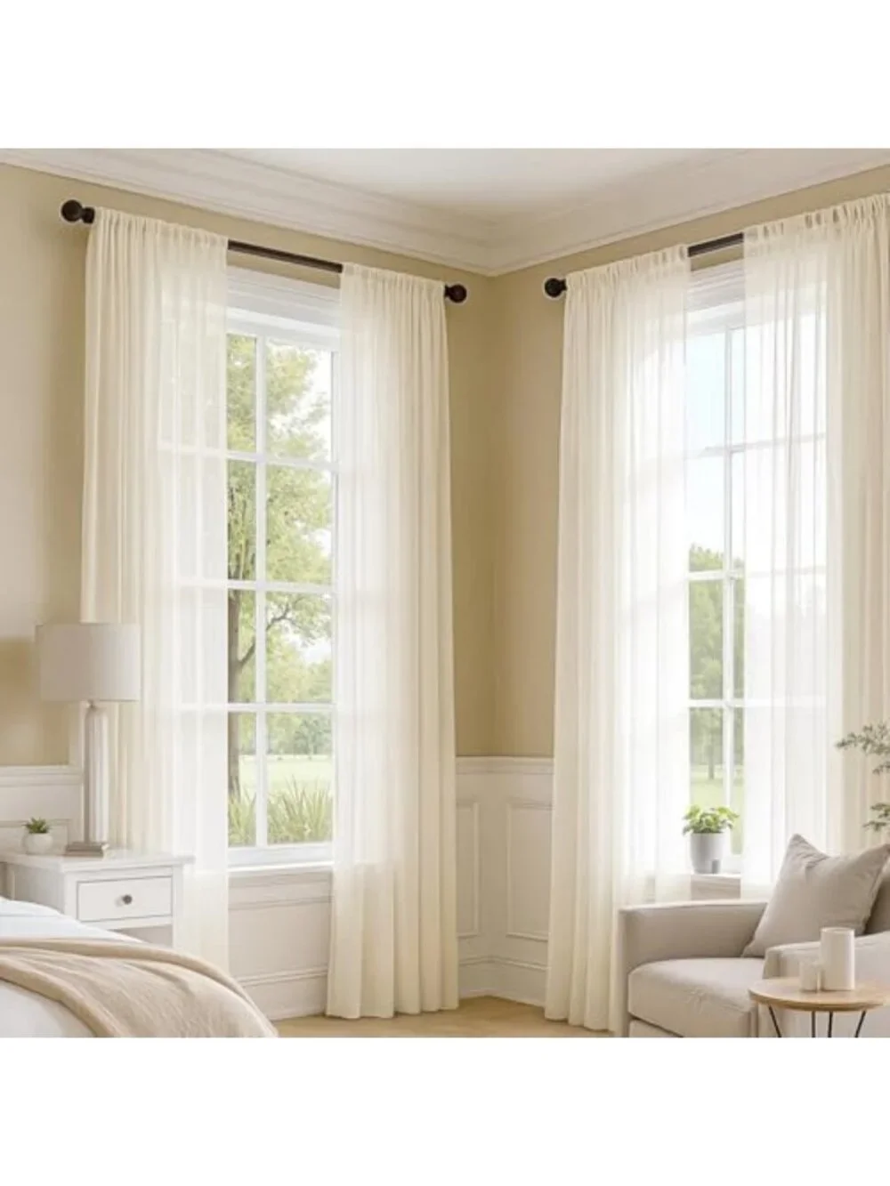 Elegant Butter Cream Sheer Curtains, 84